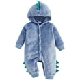 thumbnail image 1 of Ulanda Dinosaur Costume for Toddler Boys & Girls, Halloween Dress Up Animal Hooded Romper One-Piece Outfit for Kids (Blue, 0-3 Months), 1 of 6