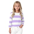 thumbnail image 1 of Ulanda Girl's Long Sleeve T-Shirts Striped Girls Classic Cotton Blend Crewneck Tee Kids Stripes Shirt Soft Everyday Basic Top (Purple, 18-24 Months), 1 of 7