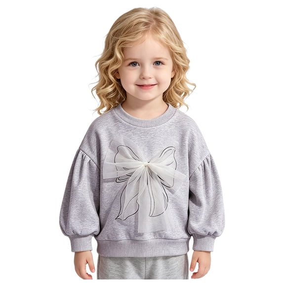 Ulanda Girl's Sweatshirts Fashion Winter Outfits Long Sleeve Neck Oversized Pullover Sweatshirt (Grey, 6-7 Years)