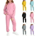 thumbnail image 1 of Ulanda Girls 2 Piece Outfits Tracksuit Drop Shoulder Hoodie Half Zip Sweatshirt and Sweatpants Joggers Set with Pockets (Yellow, 13-14 Years), 1 of 7