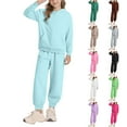 thumbnail image 1 of Ulanda Girls Boys 2 Piece Tracksuit Athletic Sweatsuits Sets Full Zip Hooded Sweatshirt and Jogger Sweatpants Clothing Sets for Kid (Coffee, 11-12 Years), 1 of 9