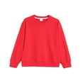 thumbnail image 1 of Ulanda Girls Crewneck Sweatshirt Long Sleeve Pullover Tops Drop Shoulder Sweatshirts Side Split for 5-14 Years (Red, 5-6 Years), 1 of 5