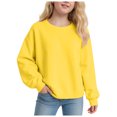 thumbnail image 1 of Ulanda Girls Crewneck Sweatshirt Long Sleeve Pullover Tops Drop Shoulder Sweatshirts Side Split for 5-14 Years (Yellow, 9-10 Years), 1 of 8