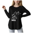thumbnail image 1 of Ulanda Girls Long Sleeve Dandelion Prints T-Shirt Vintage Tees Graphic Tops for Kids Girls Crewneck Tees Cute T-Shirt (Black, 7-8 Years), 1 of 4