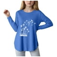 thumbnail image 1 of Ulanda Girls Long Sleeve Dandelion Prints T-Shirt Vintage Tees Graphic Tops for Kids Girls Crewneck Tees Cute T-Shirt (Blue, 13-14 Years), 1 of 4