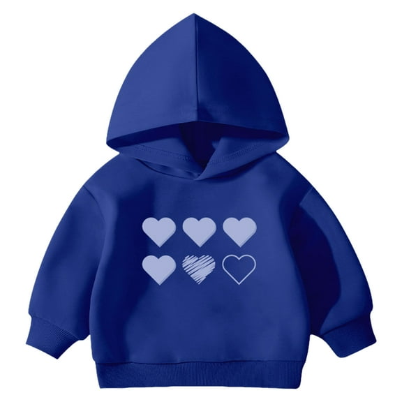 Ulanda Girls Long Sleeve Hooded Sweatshirt Thick Graphic Hoodie Cute Pullovers Tops (Blue, 3-4 Years)