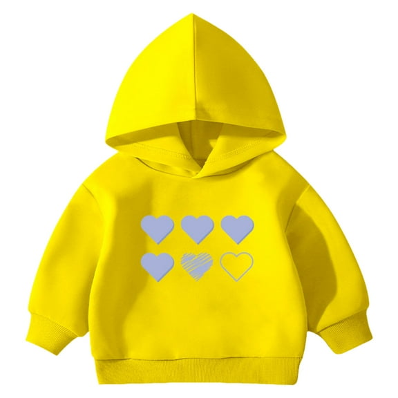 Ulanda Girls Long Sleeve Hooded Sweatshirt Thick Graphic Hoodie Cute Pullovers Tops (Yellow, 2-3 Years)