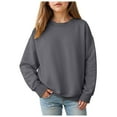 thumbnail image 1 of Ulanda Girls Oversized Crewneck Sweatshirts Kids Fashion Fleece Drop Shoulder Pullover 5-14 Years (Grey, 11-12 Years), 1 of 9