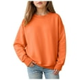 thumbnail image 1 of Ulanda Girls Oversized Crewneck Sweatshirts Kids Fashion Fleece Drop Shoulder Pullover 5-14 Years (Orange, 13-14 Years), 1 of 9