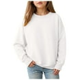 thumbnail image 1 of Ulanda Girls Oversized Crewneck Sweatshirts Kids Fashion Fleece Drop Shoulder Pullover 5-14 Years (White, 13-14 Years), 1 of 9