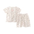thumbnail image 1 of Ulanda Girls Pajamas Cute Print Loungewear Snug Pjs Set Kid Summer Sleepwear (Pink, 5-6 Years), 1 of 4