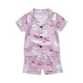 thumbnail image 1 of Ulanda Girls Pajamas Silky Satin PJs 2Pcs Sleepwear Short Sleeve Button Top and Shorts 5-14 Years (Purple, 18-24 Months), 1 of 3
