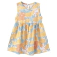 thumbnail image 1 of Ulanda Girls Summer Dress Crew Neck Cute Graphic Sleeveless Tank Maxi Dress Casual Light Comfortable Smocked Beach Vacation (Light Yellow, 5-6 Years), 1 of 4