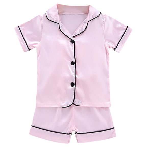 Ulanda Girls Summer Outfit,Kids 2 Piece Button Down Monkey Loungewear Beach Shorts Set Preppy Animals Lounge Pjs (Pink, 2-3 Years)