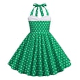 thumbnail image 1 of Ulanda Halter Pinup Dresses for Girls 50s Pin up Dress Girls Retro Dress 1950s Vintage Dress Kids A line Party 50's Polka Dot Dress (Green, 11-12 Years), 1 of 5