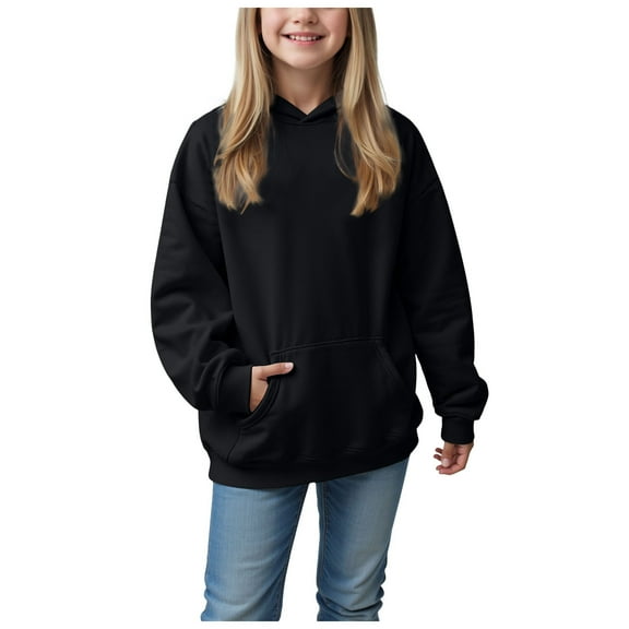 Ulanda Hoodies for Teen Girls Fashion Cute Oversized Long Sleeve Shirts Tops Tween Kids Hoodie Juniors Youth Preppy Clothes (Black, 11-12 Years)
