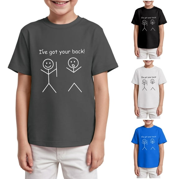 Ulanda I Got Your Back Stick Figure Graphic Friendship Novelty Sarcastic Funny T Shirt (Black, 11-12 Years)