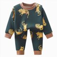 thumbnail image 1 of Ulanda Infant Baby Boy Fall Clothes Set Funny Sweatshirt Pant Outfits Toddler Winter Outfits Long Sleeve Cute Print Sweatshirt Pants Clothing set (Green, 18-24 Months), 1 of 7