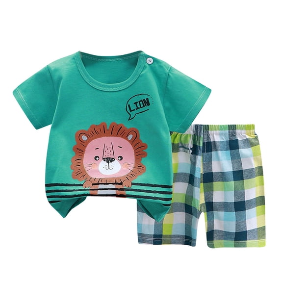Ulanda Infant Toddler Baby Boy Clothes Outfits,2 Pieces Cute Summer Short Sleeves T-Shirt Tops+Shorts Set 6M-3T (Green, 3-9 Months)