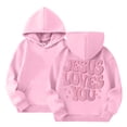 thumbnail image 1 of Ulanda Jesus Loves You Hoodies for Teen Girls Trendy Cute Christian Letter Print Sweatshirts Casual Tops with Pockets (Pink, 8-9 Years), 1 of 4