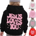 thumbnail image 1 of Ulanda Jesus Loves You Hoodies for Teen Girls Trendy Cute Christian Letter Print Sweatshirts Casual Tops with Pockets (Red, 12-13 Years), 1 of 4
