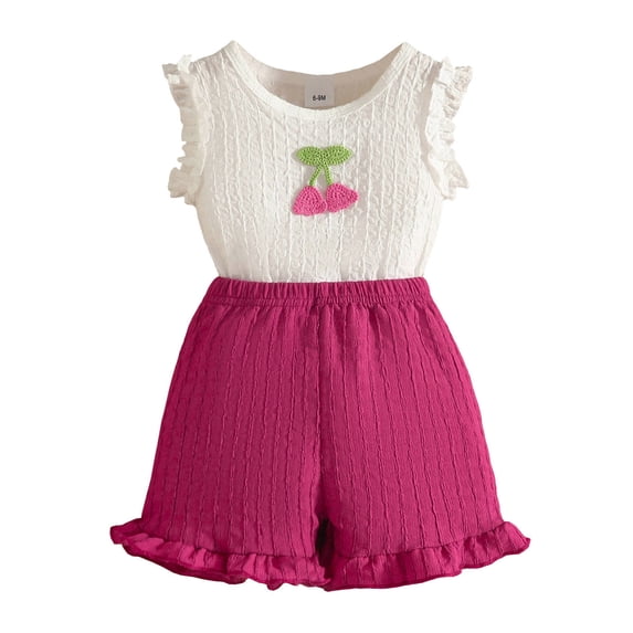 Ulanda Kid Girl Clothes Shorts Set 2 Piece Outfits Summer Casual Short Sleeve Top and Shorts Set for Girls 4-7 (Hot Pink, 18-24 Months)