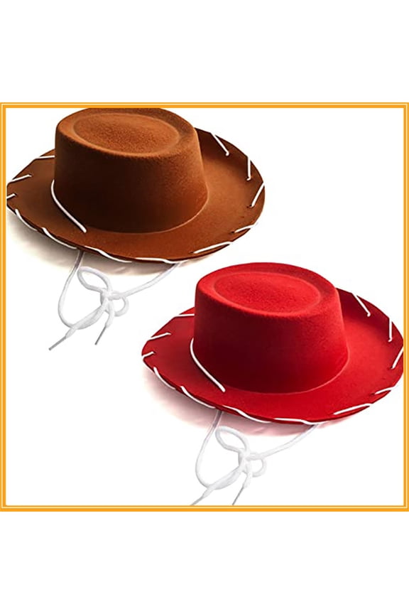 Kids 1950's Cowboy Hat Toddler Cowgirl Hats Western Birthday Party Halloween Dress Up Costume (Brown, 5-12 Years)