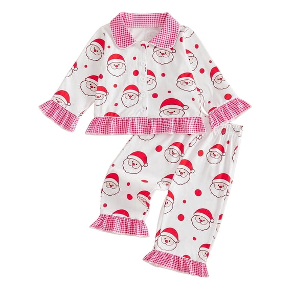 Ulanda Kids Christmas Pajamas Girls Shirt & Pants Cute Toddler Pajama Set Sleepwear (Red, 6-7 Years)