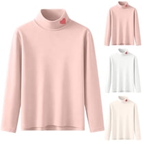 Ulanda Kids Girls Boys Long Sleeve Turtleneck Shirts Warm Winter Fleece Thermal Tops Base Layer Undershirts (Beige, 7-8 Years)