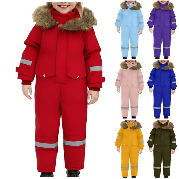 Ulanda Kids Girls Boys Snow Suits One Piece Snowsuits Winter Warm Outdoor Ski Suits Waterproof Windproof Snowboard Jumpsuits (Yellow, 6-7 Years)