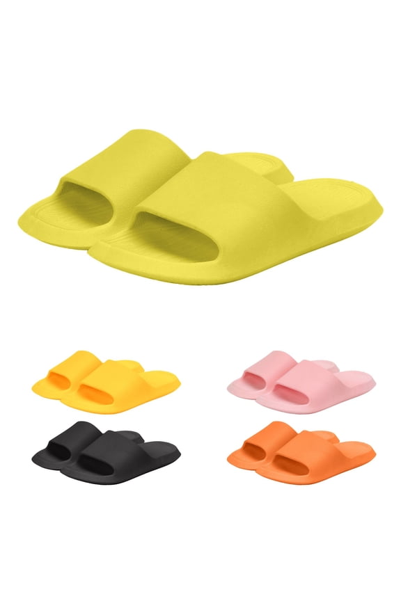 Kids Slides Sandals For Boys Girls EVA Non-Slip Cloud Slippers Soft Comfy Thick Sole for Bathroom Shower Summer Pool Beach Slides Slippers (Black, 13.5)