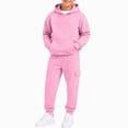 thumbnail image 1 of Ulanda Kids Sweatsuits 2 Piece Set Boys Girls Athletic Tracksuit Tween Trendy Jogging Suits Fall Winter Sweatpants Hoodie (Pink, 9-10 Years), 1 of 6