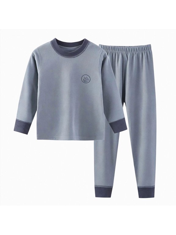 Kids Thermal Underwear Set Toddler Winter Base Layer Ultra Soft Long Johns for Little Big Boys Girls (Blue, 1-2 Years)