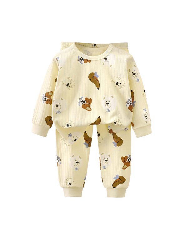 Kids Toddler Boys Girls Pajamas Cute Print Pajamas Easter Gift Sleepwear Pjs Set 6M-12Y (Coffee, 1-2 Years)