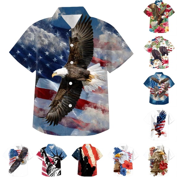 Ulanda Little Big Boys Hawaiian Shirts Button Down Short Sleeve Tops Hawaiian Shirt for Kids 3-14T (Purple, 5-6 Years)