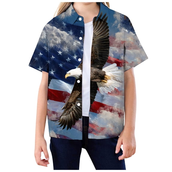Ulanda Little Big Boys Hawaiian Shirts Button Down Short Sleeve Tops Hawaiian Shirt for Kids 3-14T (Sky Blue, 9-10 Years)