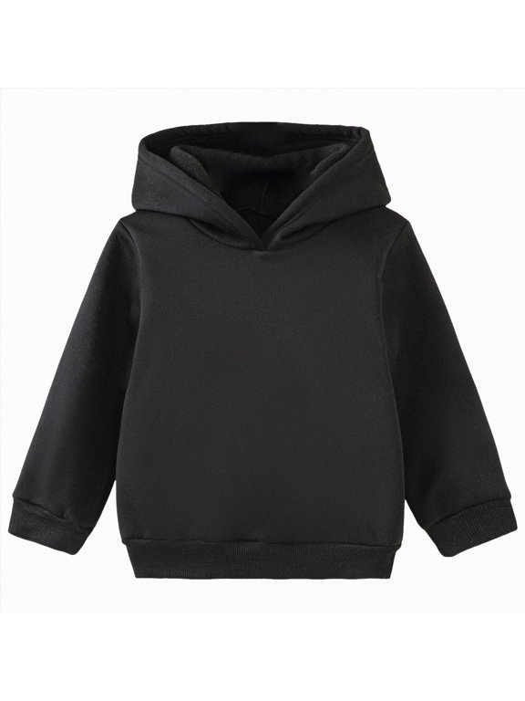 Little Girls Boys Hooded Sweatshirt Jersey Cotton Pullover Fashion Spring Fall (Black, 7-8 Years)