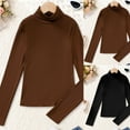 thumbnail image 1 of Ulanda Little Girls Long Sleeve Tee Shirts Soft Turtleneck Layering Pullover Slim Stretchy Tops (Black, 12), 1 of 9