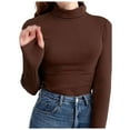 thumbnail image 1 of Ulanda Little Girls Long Sleeve Tee Shirts Soft Turtleneck Layering Pullover Slim Stretchy Tops (Brown, 12), 1 of 9