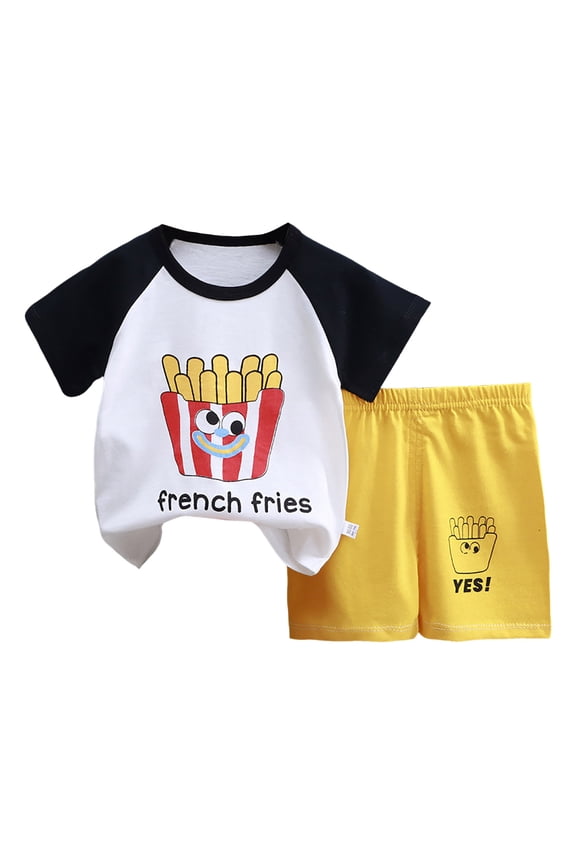 Little Girls Pajamas Short Sleeve 100% Cotton Toddler Pjs Sleepwear Unicorn Pajama Summer Clothes Sets 1-7T (Black, 3-6 Months)