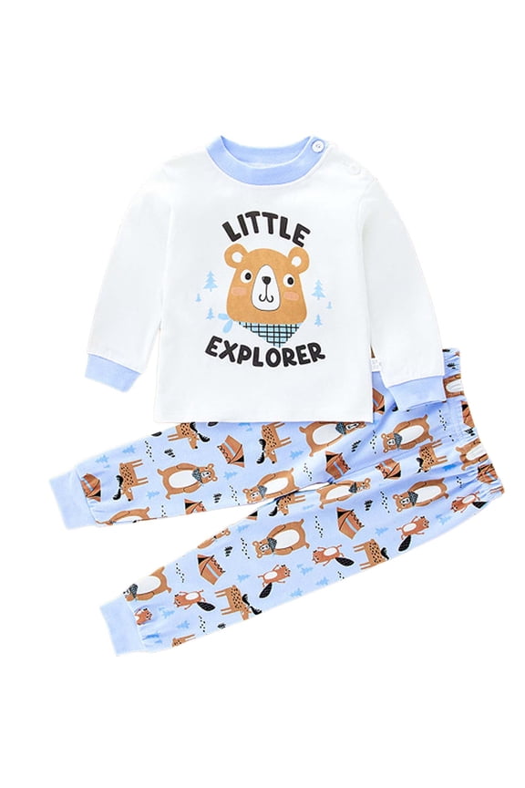 Long Sleeve Toddler Pajama Two-Piece Set for Girls and Boys Ultra-Soft Family Matching PJs (Brown, 12-18 Months)