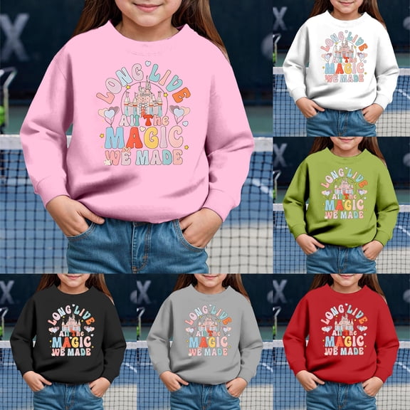 Ulanda Magic Kingdom Sweatshirts for Girl: Long Live All The Magic We Made Tshirt Magical Castle Vacation Pullover Top (Black, 4Y)