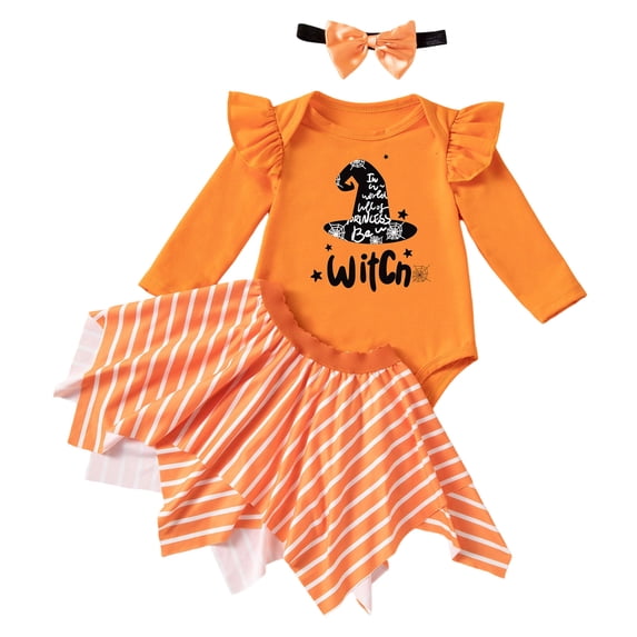 Ulanda My 1st Halloween Newborn Baby Girl Pumpkin Romper Dress Tutu Onesie Infant Halloween Outfits Fall Winter Clothes (Black, 6-9 Months)