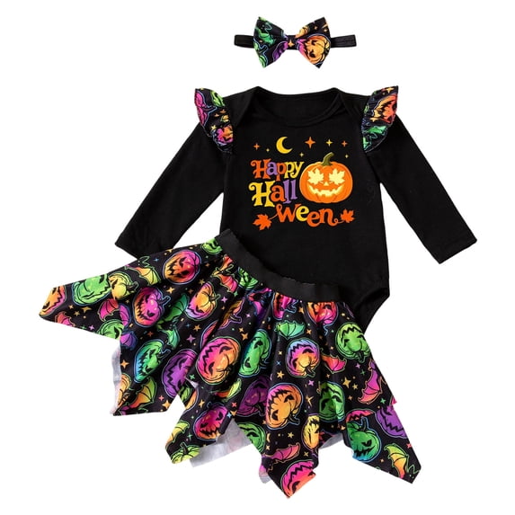 Ulanda My 1st Halloween Newborn Baby Girl Pumpkin Romper Dress Tutu Onesie Infant Halloween Outfits Fall Winter Clothes (Orange, 9-12 Months)