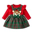 thumbnail image 1 of Ulanda My First Christmas Baby Girl Outfits Newborn Infant Ribbed Romper Ruffle Plaid Skirt Overalls Dress Clothes Set (Green, 18-24 Months), 1 of 5