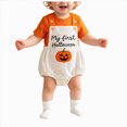 thumbnail image 1 of Ulanda My First Halloween Baby Boy Girl Outfit Newborn Corduroy Overalls Bubble Romper Sleeveless Bodysuit (White, 12-18 Months), 1 of 9