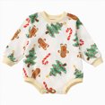 thumbnail image 1 of Ulanda Newborn Baby Boy Girl Christmas Outfit Christmas Sweatshirt Romper Long Sleeve Bubble Bodysuit Fall Winter Clothes (Beige, 9-12 Months), 1 of 8