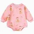 thumbnail image 1 of Ulanda Newborn Baby Boy Girl Christmas Outfit Christmas Sweatshirt Romper Long Sleeve Bubble Bodysuit Fall Winter Clothes (Light Pink, 1-3 Months), 1 of 8
