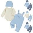 thumbnail image 1 of Ulanda Newborn Baby Boy Outfit Fall Winter Clothes Solid Plain Long Sleeve Romper Jumpsuit Overall Pants Hat Set (Light Yellow, 3-6 Months), 1 of 7
