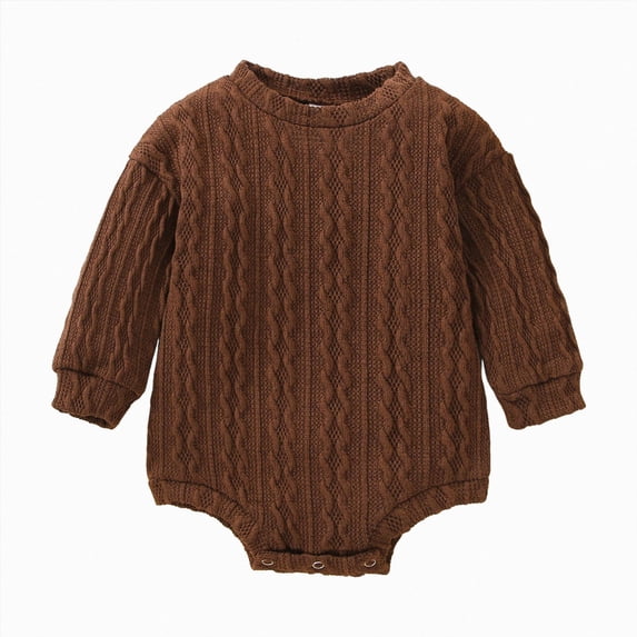 Ulanda Newborn Baby Girl Boy Sweater Knit Oversized Pullover Sweatshirt Romper (Brown, 3-6 Months)